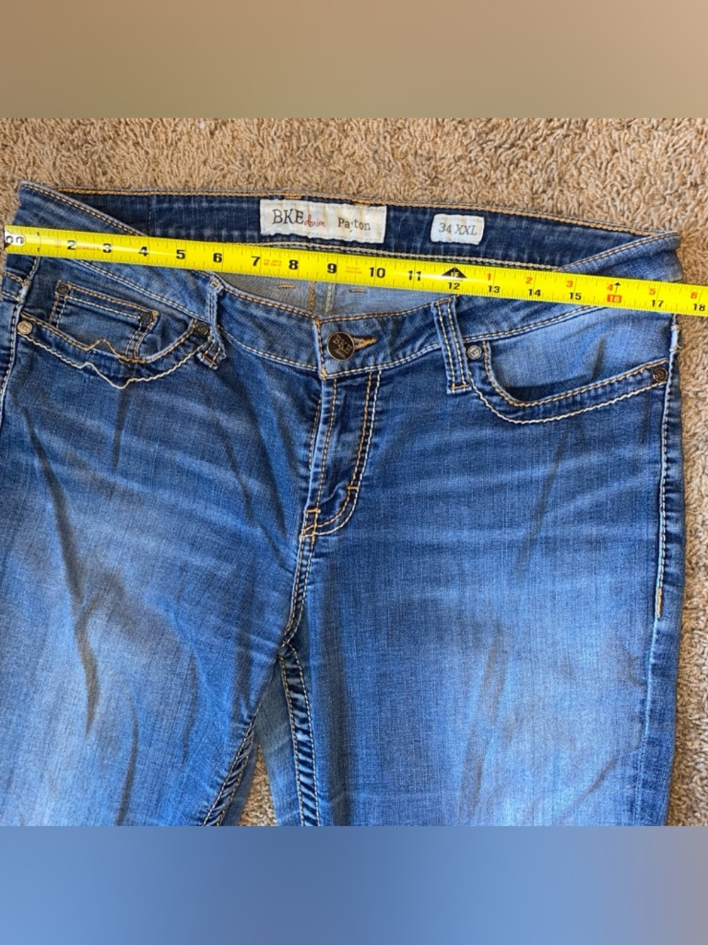 BKE Payton Jeans Women 34 Blue Bootcut Mid Rise Buckle Medium Wash Stretch - Picture 6 of 11